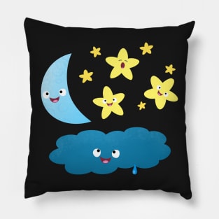 Cute singing stars, moon and cloud cartoon Pillow