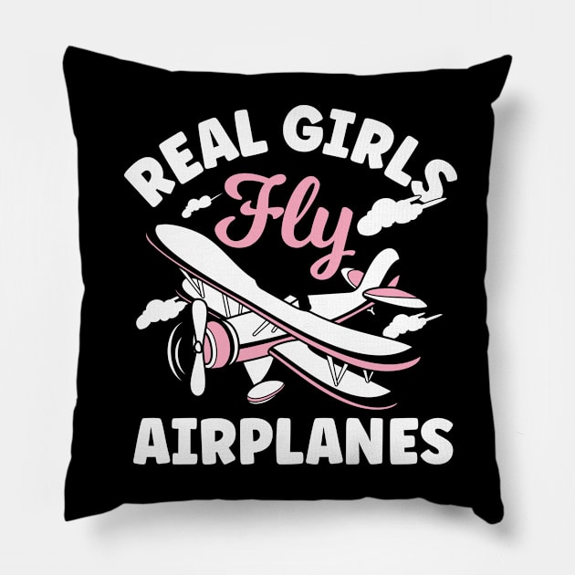 Real Girls Fly Airplanes Pillow by AngelBeez29