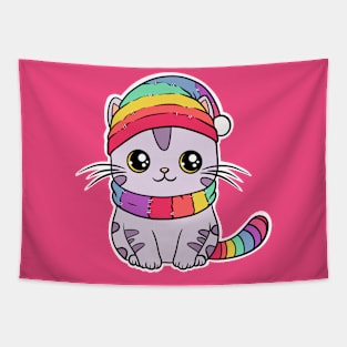 Purple Rainbow Kitty Tapestry