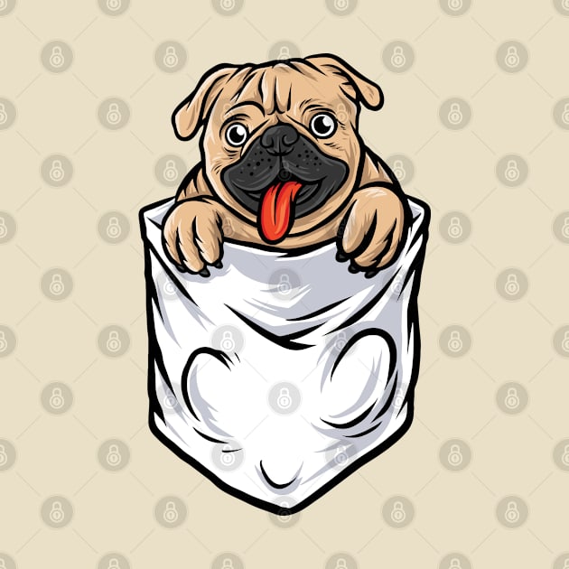 Pug Dog IN Pocket by Mako Design 