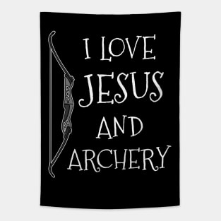 I Love Jesus and Archery, Christian Archer Tapestry