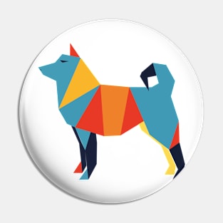 Geometric Colorful Dog Abstract Retro Design Abstract Animal Pin