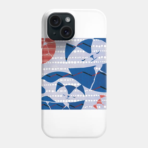 Woodblock Japanese Kintsugi Cat Phone Case by bittergodart