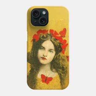 Vintage Portrait Girl On Gold Phone Case