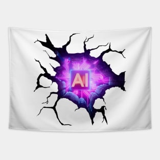 Artificial Intelligence Heart Anamorphic Illusion Tapestry