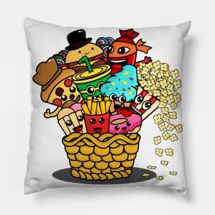 funny doodle monster junk food Pillow