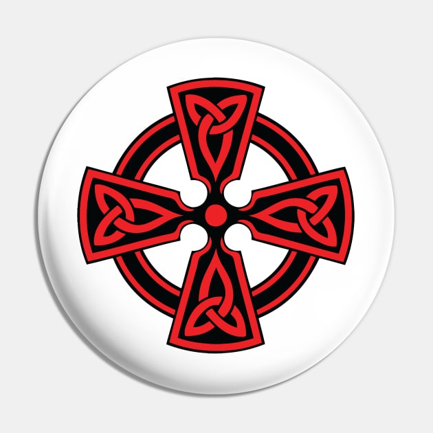 Red Celtic Cross Abstract Art Pin by BruceALMIGHTY Baker