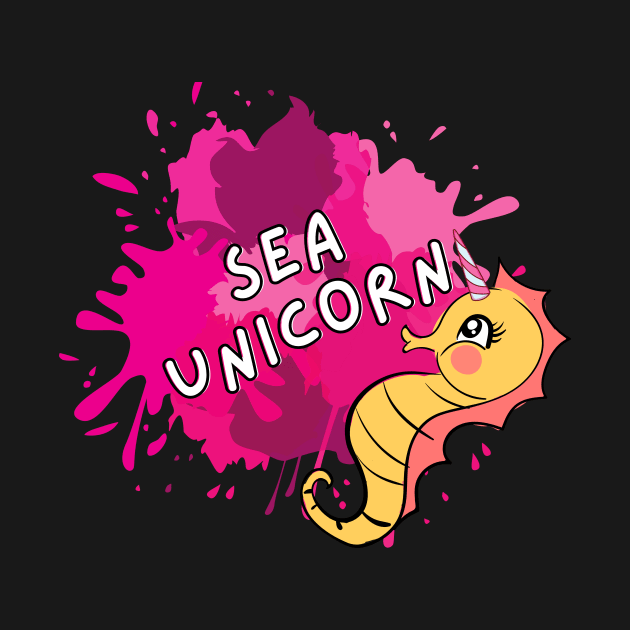 Sea Unicorn Comic Süß Witzig Seepferdchen Tier by Maggini Art