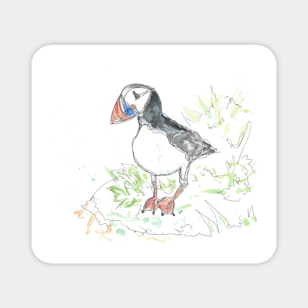 Puffin line drawing Magnet by DebTheZeb