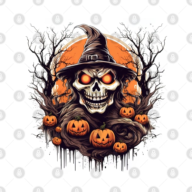 scary witch with pumpkins by Maverick Media