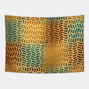 Gold wavy mesh pattern Tapestry