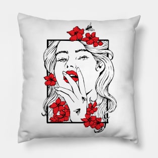 Red Cherry Blossoms Pillow