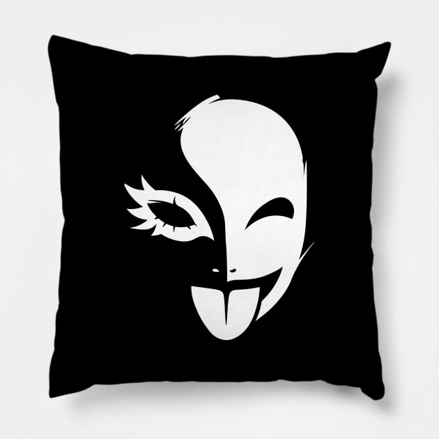 Funny Mask - White Pillow by Darasuum
