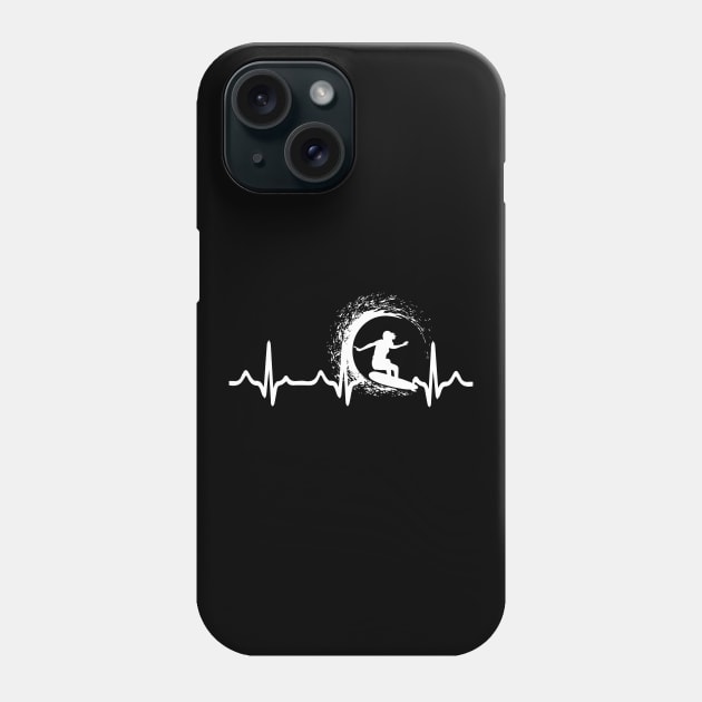 surfing heartbeat gift shirt Phone Case by Upswipe.de