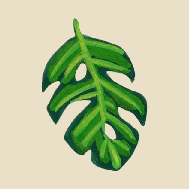 Little Gouache Monstera Leaf by paintedpansy