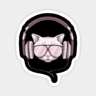 Cat with Sunglasses and Headphone Magnet