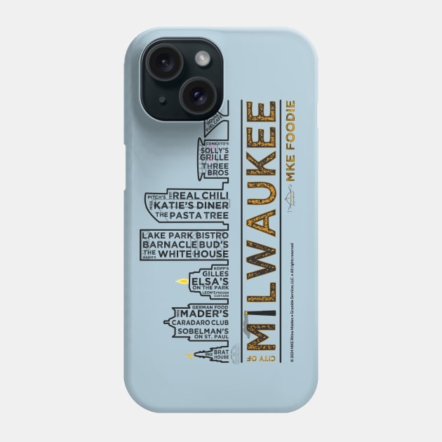 MKE Foodie City Skyline • Milwaukee, WI Phone Case by The MKE Rhine Maiden