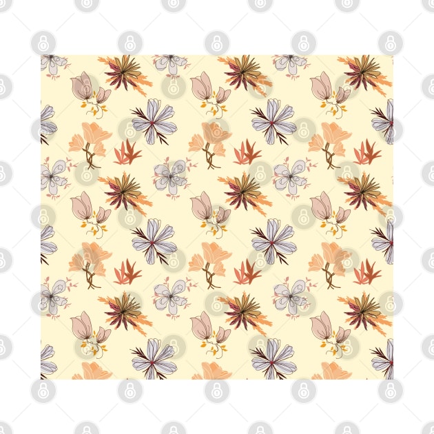 Orange Floral Pattern by Lizzamour