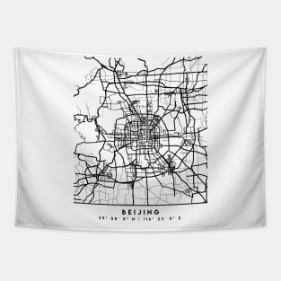 BEIJING CHINA BLACK CITY STREET MAP ART Tapestry