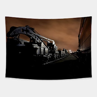 Railway yard at night Tapestry