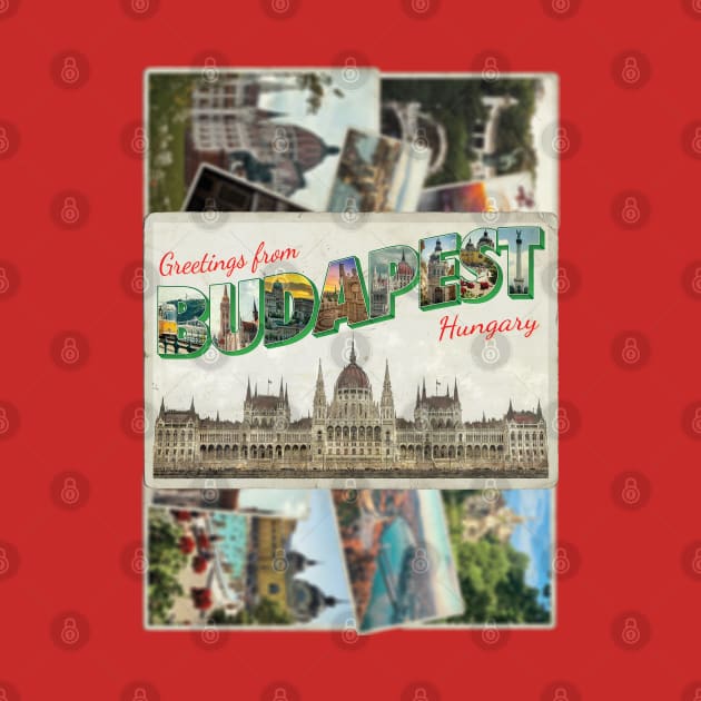 Greetings from Budapest in Hungary vintage style retro souvenir by DesignerPropo