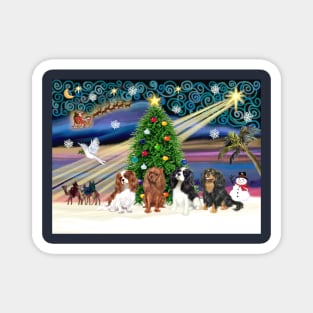 "Christmas Magic" with Four Cavalier King Charles Spaniels Magnet