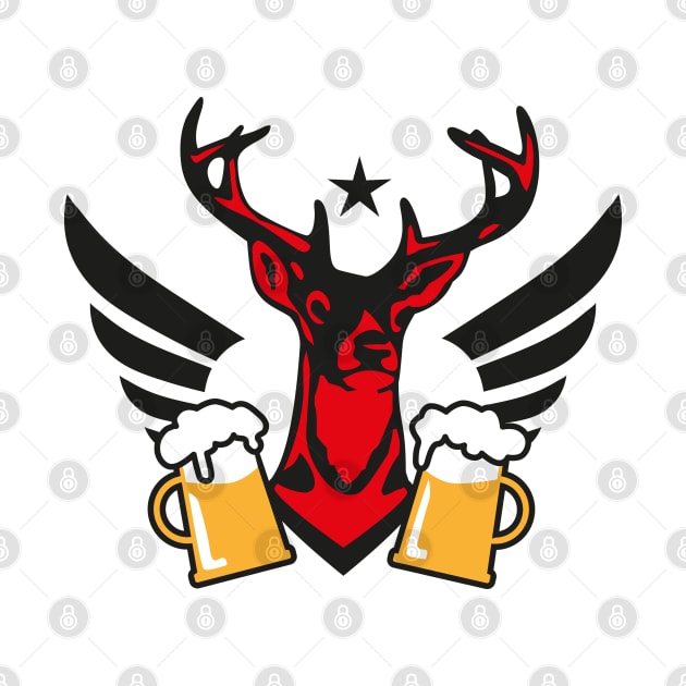 163 Cool Deer Wings Beer drinking Team Prost Party by Margarita7