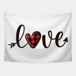 Love Red Buffalo Plaid Heart Arrow Gift Valentine's Day Shirt Tapestry