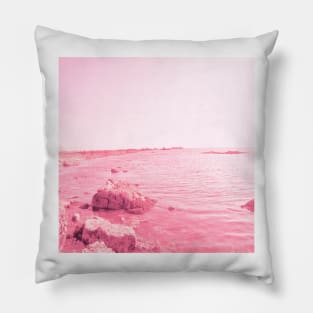 A rocky seaside in Oman pink version Pillow