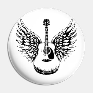 Acoustic Guitar with Wings Shirt Acoustic Guitar Pin