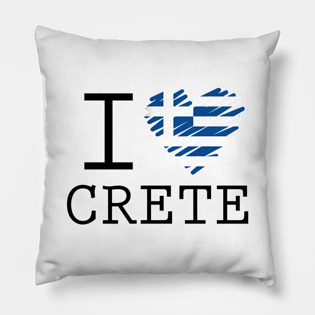 I Love Crete Greek Flag Pillow by AllinCrete