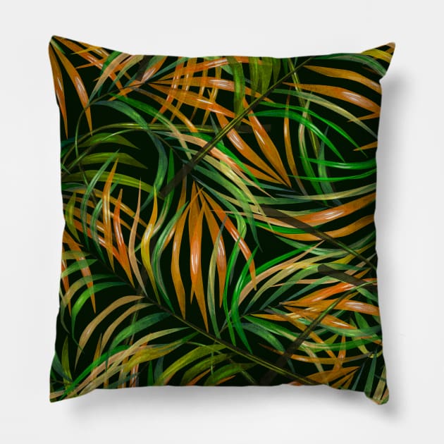 Colorful Tropical Fronds Pillow by StudioGrafiikka