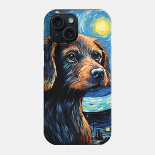 A Dog Painted in Starry Night Style Phone Case