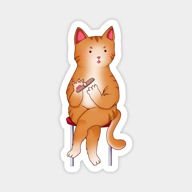 Funny Kawaii Orange Cat with Attitude, Love Cats Magnet by logiamerch