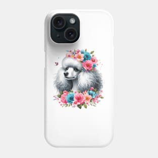 A poodle with beautiful colorful flowers Phone Case