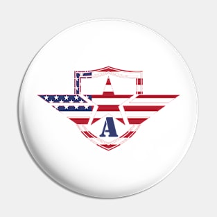 Letter A American Flag Monogram Initial Pin