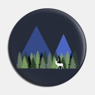 Deer Trees Mountains Pin