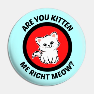 Are You Kitten Me Right Meow - Cute Cat Pun Pin