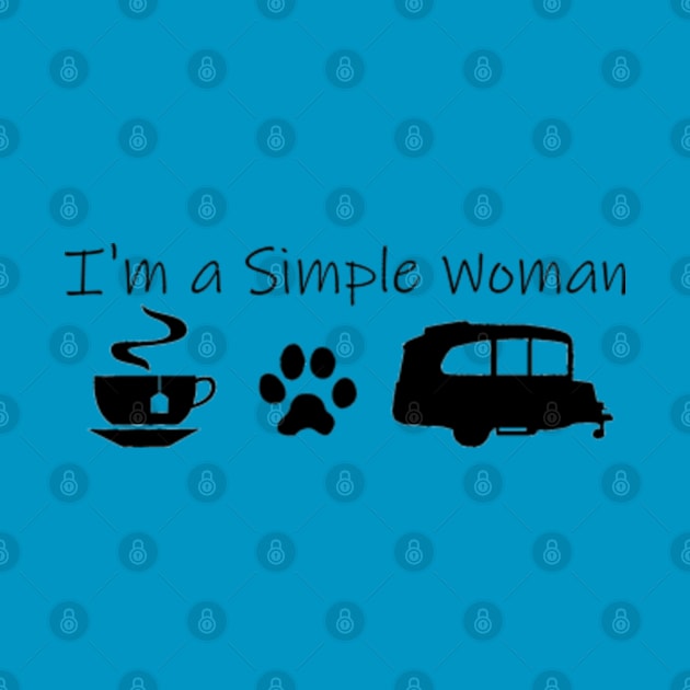 Airstream Basecamp "I'm a Simple Woman" - Tea, Cats & Basecamp T-Shirt by dinarippercreations