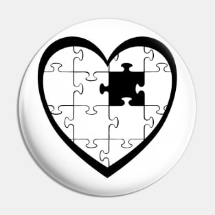Black Jigsaw Puzzle Heart Pin