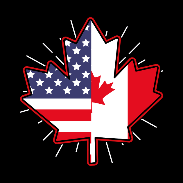 Canadian Maple Leaf American Flag USA Canada by shirtsyoulike