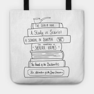 Sherlock Holmes book stack Tote