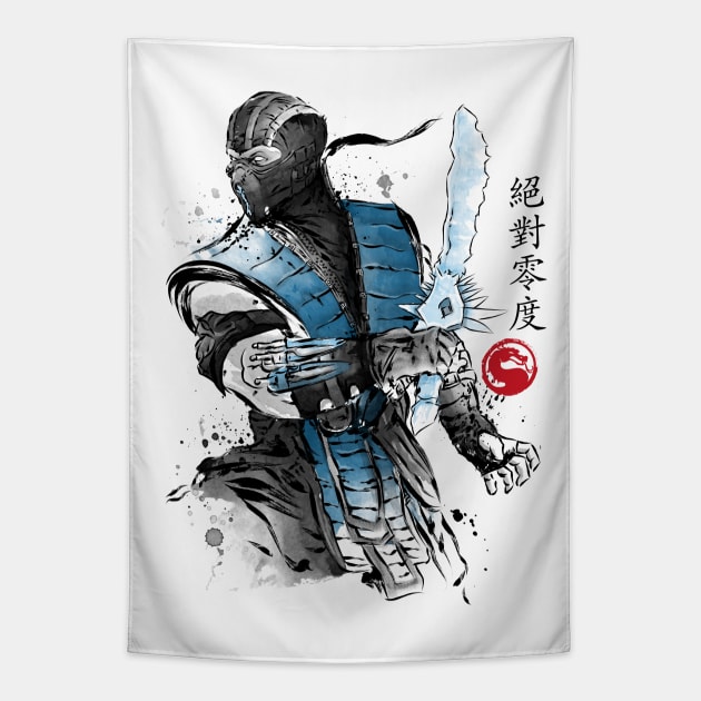 Ice Warrior sumi-e Tapestry by DrMonekers