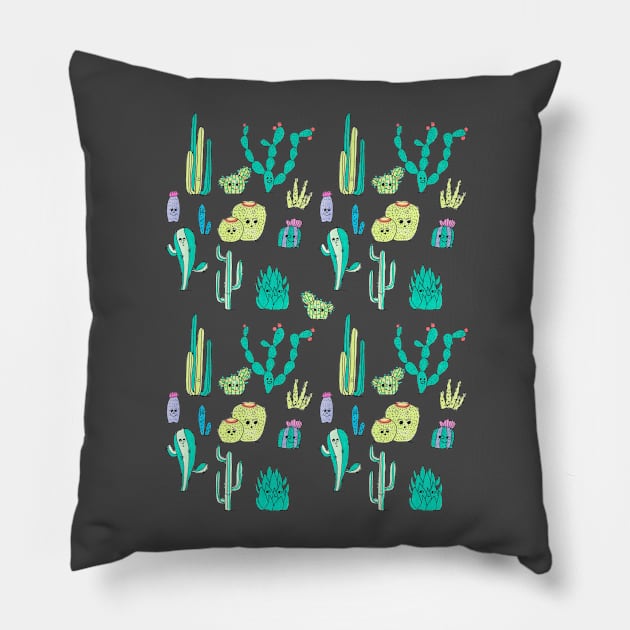 Cactus Parade I Pillow by littleoddforest