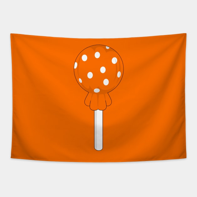 Orange polka dot lollipop Tapestry by MickeyEdwards