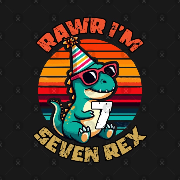 Dinosaur Seven Rex, Kids 7 year old birthday gift by MoDesigns22 