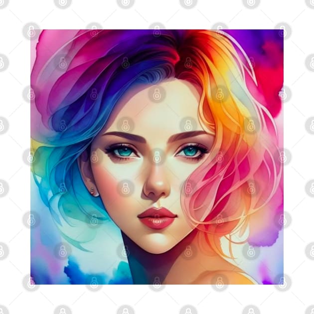 tie dye amine beautiful woman stunning color by TikoNahn