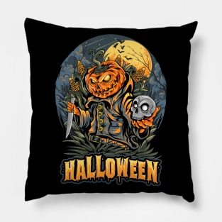 HALLOWEEN PUMPKIN & SKULL DESIGN Pillow