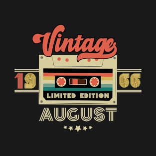 Vintage August 1966 Music Cassette - Limited Edition - 56 Years Old Birthday Gifts T-Shirt