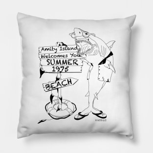 Amity Island Beach Sign Pillow